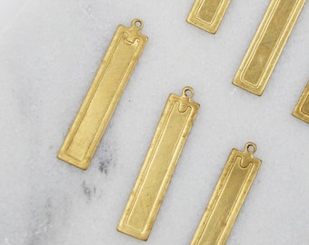 Rectangle Brass Charms - Thin rectangle charm, pendant, DIY earrings, golden brass, jewelry making,  square, geometric, 40mm