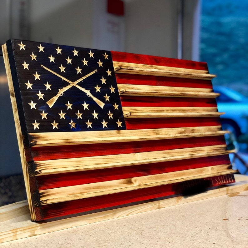 Custom Wooden American Flag Coin Holder Rustic Flag Military | Etsy