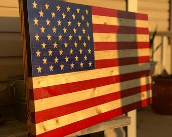 38x20 Wooden American Flag