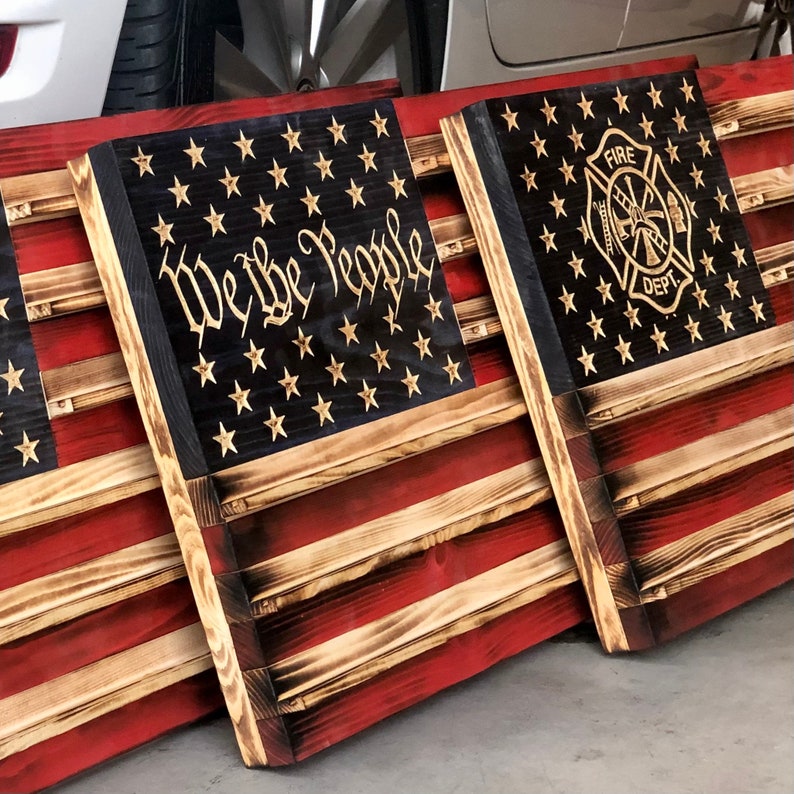 26x14 Wooden American Flag Challenge Coin Holder image 5