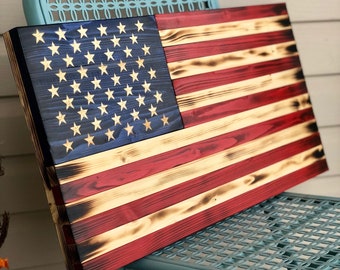 26x14 Wooden American Flag, Custom Flag, Rustic Flag