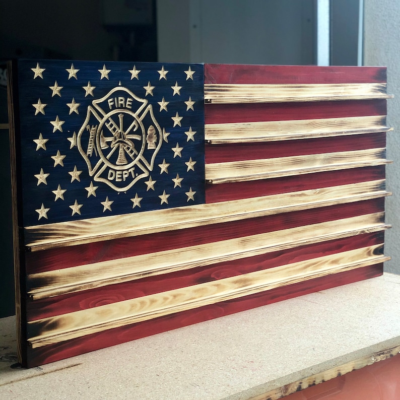 26x14 Wooden American Flag Challenge Coin Holder image 4