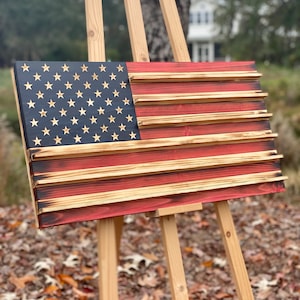 38x20&quot; Wooden American Flag Challenge Coin Holder