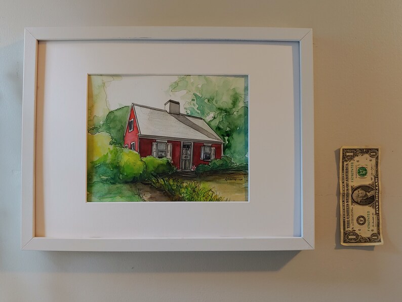 Original Watercolor Framed Watercolor Cape Cod Original Art Architecture Erica Harney Landscape Painting Painting of House