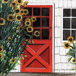 Custom DOOR watercolor, painting of door, watercolor illustration art made to order from photo, original hand-painted architecture painting