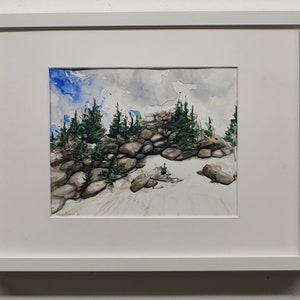 Original handpainted watercolor painting by Erica Harney, Colorado landscape painting, Rocky mountain watercolor painting, snowy landscape image 7