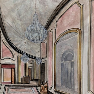 オリジナル水彩画：フィラデルフィア建築アート。手描きで唯一無二の