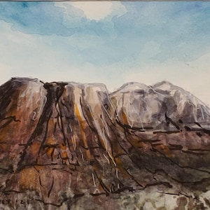 Original watercolor painting, one of a kind artwork, Arizona desert landscape, small landscape watercolor, framed painting, southwestern art