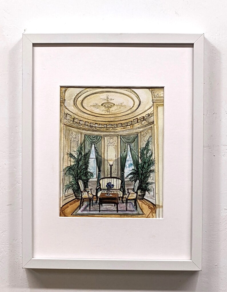 Custom INTERIOR watercolor painting, original handpainted watercolor by Erica Harney, family gift, personalized gift for home, handmade 8x10" + white/plexi