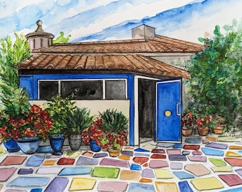 Balboa Park San Diego Watercolor Painting: Original Hand-Painted Landscape Art. Handpainted and one-of-a-kind
