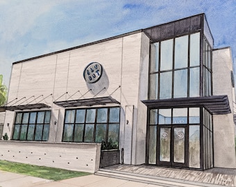 Custom Store Watercolor Painting: Hand-Painted Business Illustration. Original artwork