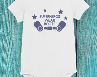 Super heros wear boots baby bodysuit - Clubfoot