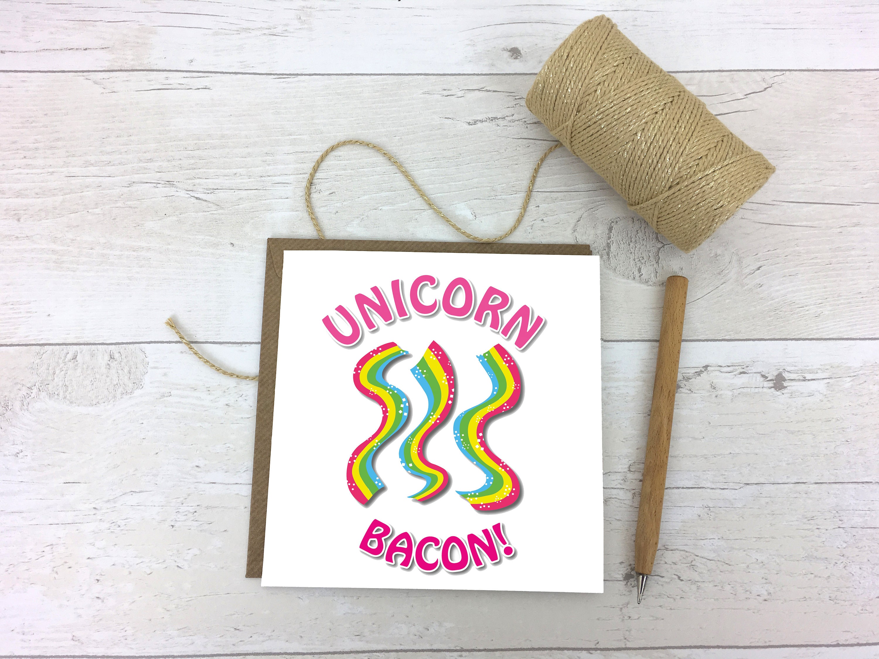 Unicorn Bacon Unicorn Card-Funny Card Birthday Card | Etsy