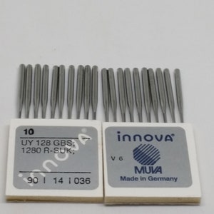 Uy128gbs coverstitch sewing machine needles 1280 128g sy7292 uy128gs 90/14 ball point muva german