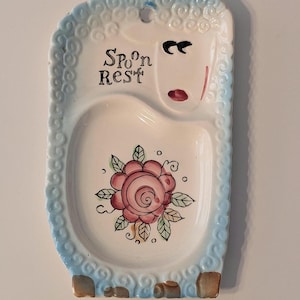 Vintage Ceramic Lamb Sheep Spoon Rest / Wall Decor, Mid-century, made in Japan