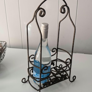 Wine Bottle, Vintage Wrought Iron Wine bottle table top Rack Holder/Caddy/Barware