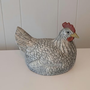 Hand-Sculptured Ceramic Hen, beautifully painted.