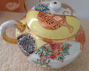 VTG Japanese ceramic teapot with stamp 邦山精製 Hozan Seisei made by Hozan, Meiji/Taisho period Kyoto-ware