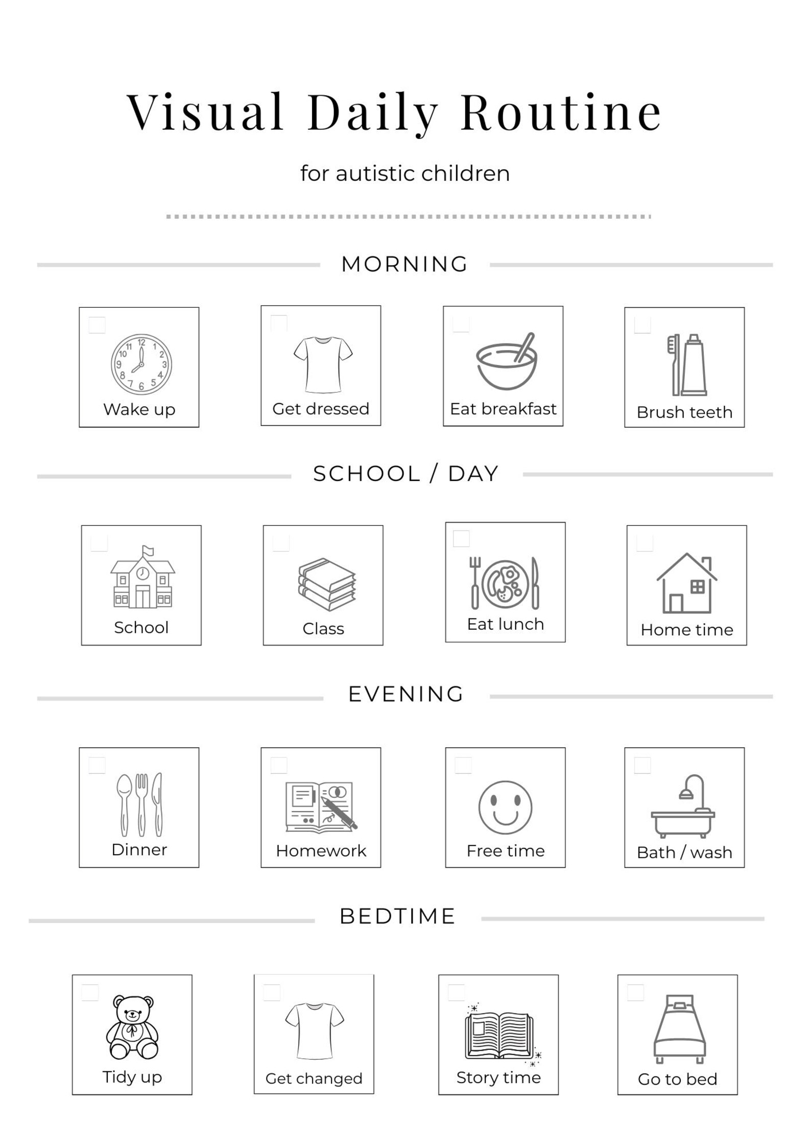 Visual Daily Routine for Autistic Children | Calm Low-stimulus ...