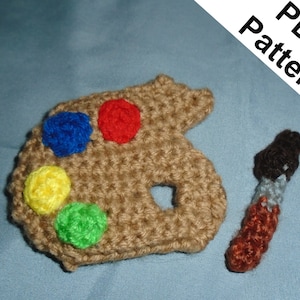 Paint Palette and Paintbrush Crochet Pattern