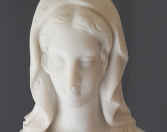 Antique Victorian PARIAN Ware Statue, Modest Lady Figurine, 19th-Century Decorative Collectible