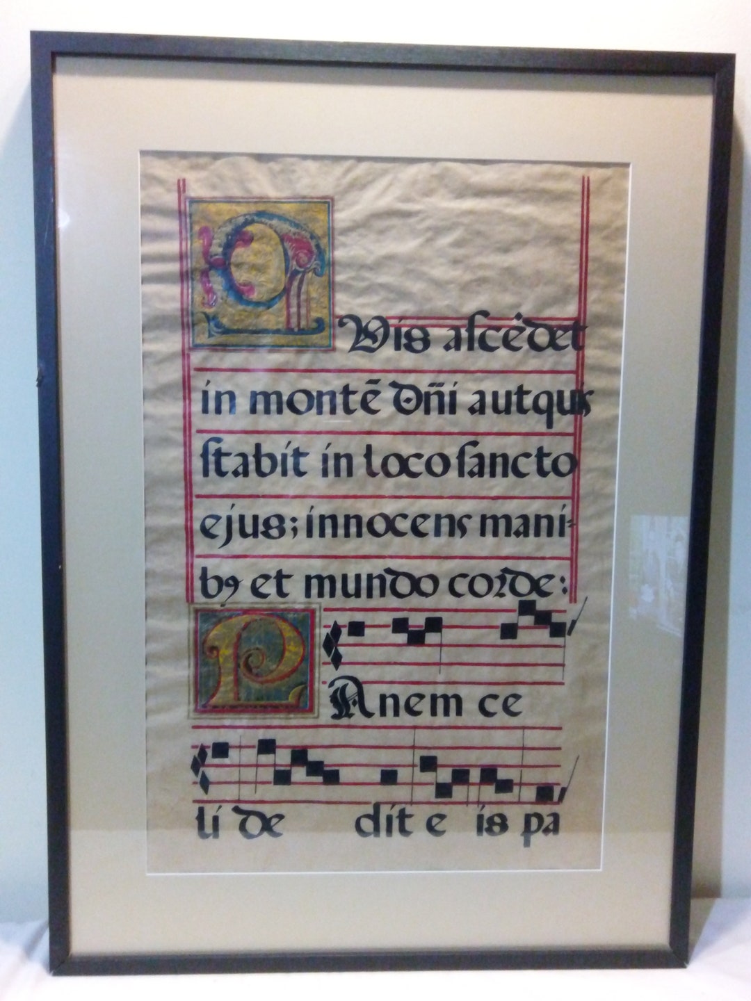 Latin Parchment Hand Printed Antique With 2 Illuminated - Etsy.de