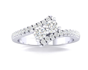 Dames 14K witgoud twee stenen ooit VS Ring met ronde Brillant Cut Diamond Ring .50CT T.W