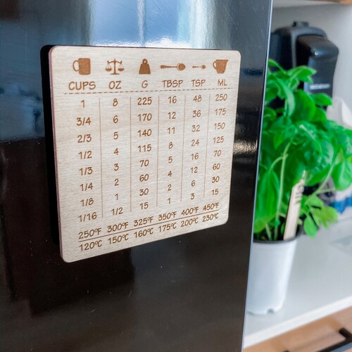 Kitchen Measurements Conversion Chart Refrigerator Etsy