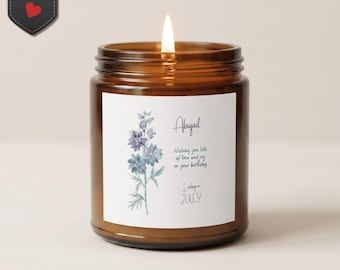 Lavender Botanical Amber Jar Candle Set, Matches & Wick Trimmer, Luxury Soft Glam Decor, Aesthetic Bossy Chic Farmhouse Style, Gift