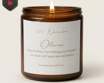 Personalized Brown Glass Candle Gift Set, Matches & Wick Trimmer, Luxury Soft Glam Decor, Aesthetic Bossy Chic Farmhouse Style, Custom Label