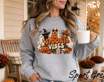 Gildan Spooky Animal Sweatshirt: Cozy Halloween Critter Crewneck for Animal Lovers