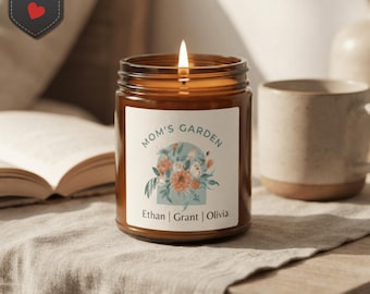 Mom’s Garden Floral Label Candle Set, Luxury Soft Glam Decor, Aesthetic Bossy Chic Farmhouse Style, Matches & Wick Trimmer, Gift