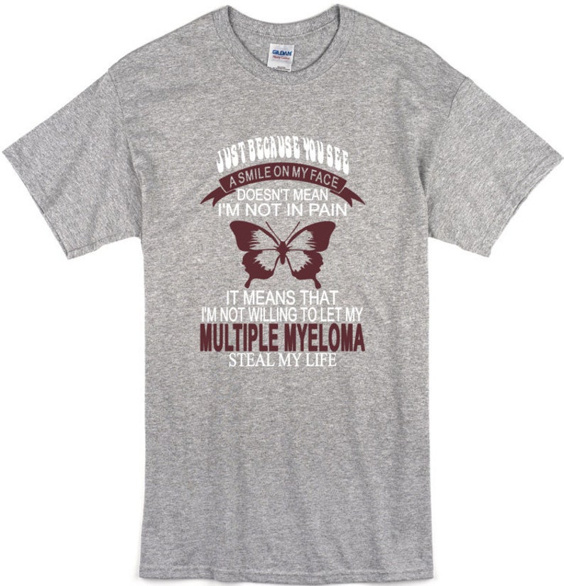 Special Nature-inspired Butterfly Print With Never Give Up Quote Not Willing To Let Multiple Myeloma Steal My Life Short-sleeve Unisex Shirt image 1