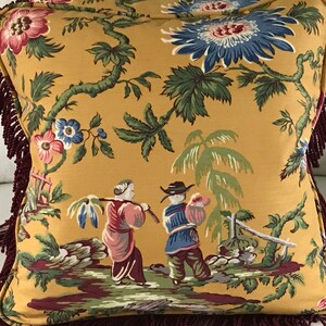 Decorative Pillow Cover w/Fringe Trim. Vintage Beacon Hill Fabric. Insert NOT Included. FREE DOMESTIC Shipping. Gorgeous.
