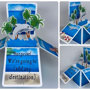 Custom Vacation Reveal Pop-up Card (Beach Destination)