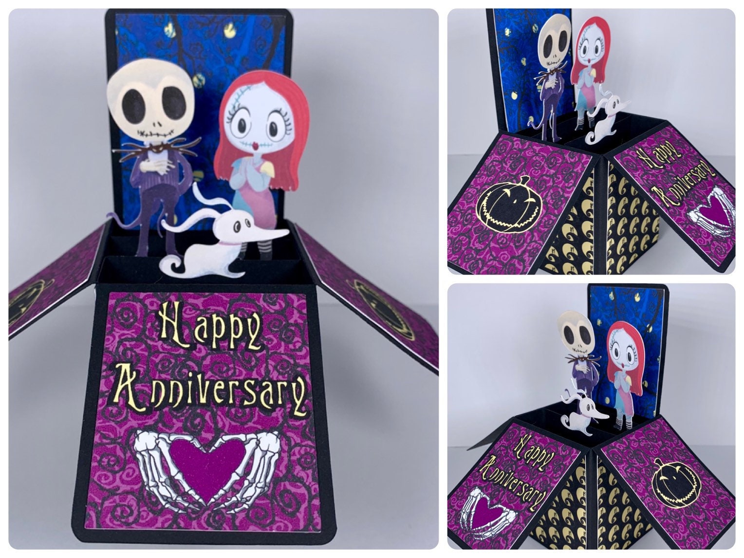 jack and sally anniversary pop-up card