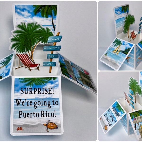 Puerto Rico Vacation Reveal Pop-up Card