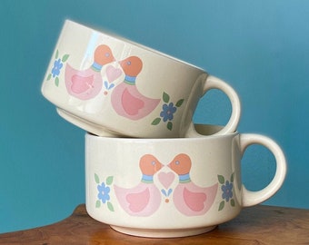 Vintage Ceramic Duck Coffee Mug Set TaraLynEvansStudio