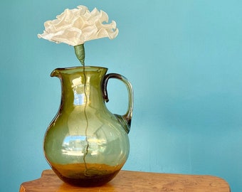 Vintage Hand Blown Large Glass Pitcher TaraLynEvansStudio