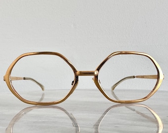 Vintage Glasses Frames Statement Designer Eyeglass | Riviera | Gold Metal | Large | Fashion Retro Optical |  TaraLynEvansStudio