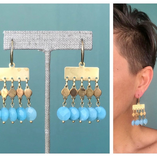 Blue Chandelier Earrings Boho Earrings Dangle, TaraLynEvansStudio