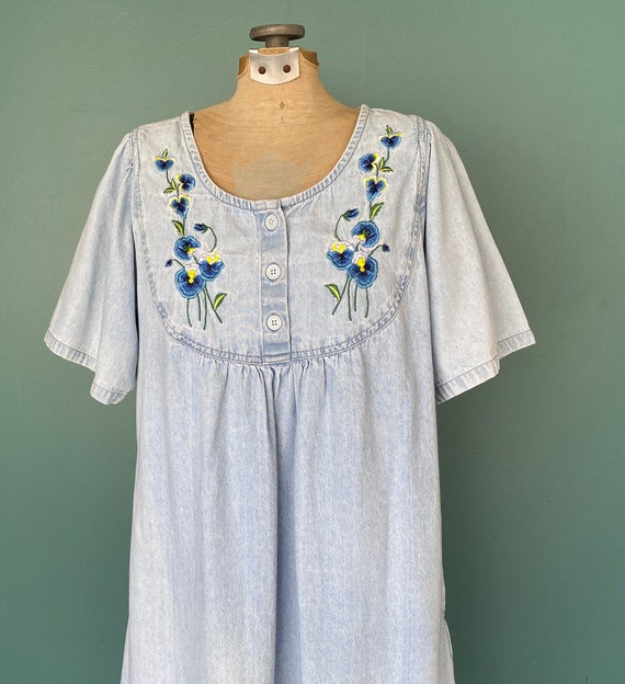 Denim Dress House Dress Cotton Dress Oversized Dr… - image 3