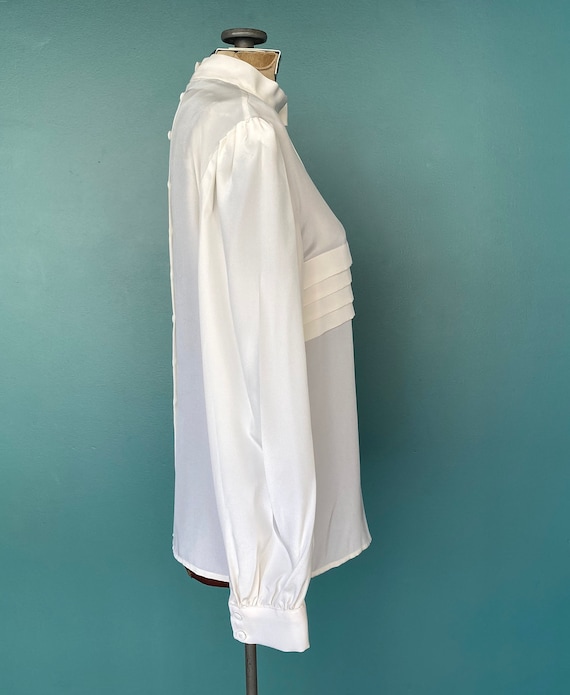 Adolfo White Blouse Silk Blouse 80s Blouse White … - image 4