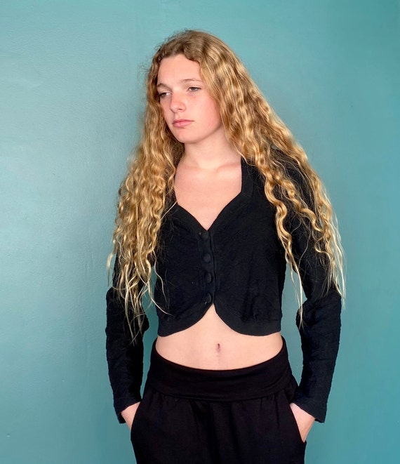 Vintage 80s Black Crop Top Vintage Black 80s Crop