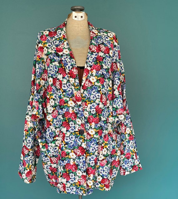 Floral Blazer Oversized Blazer Flower Blazer 80s … - image 3