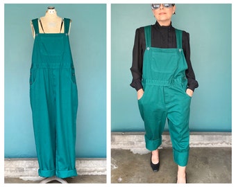 Vintage 80s Green Retro Cotton Overalls TaraLynEvansStudio