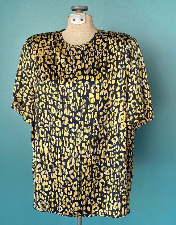 Louis Feraud Leopard 90s Silk Blouse Designer Blo… - image 3