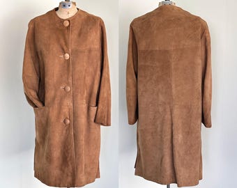 Womens Vintage 70s Leather Suede Coat | Brown Long Duster | TaraLynEvansStudio