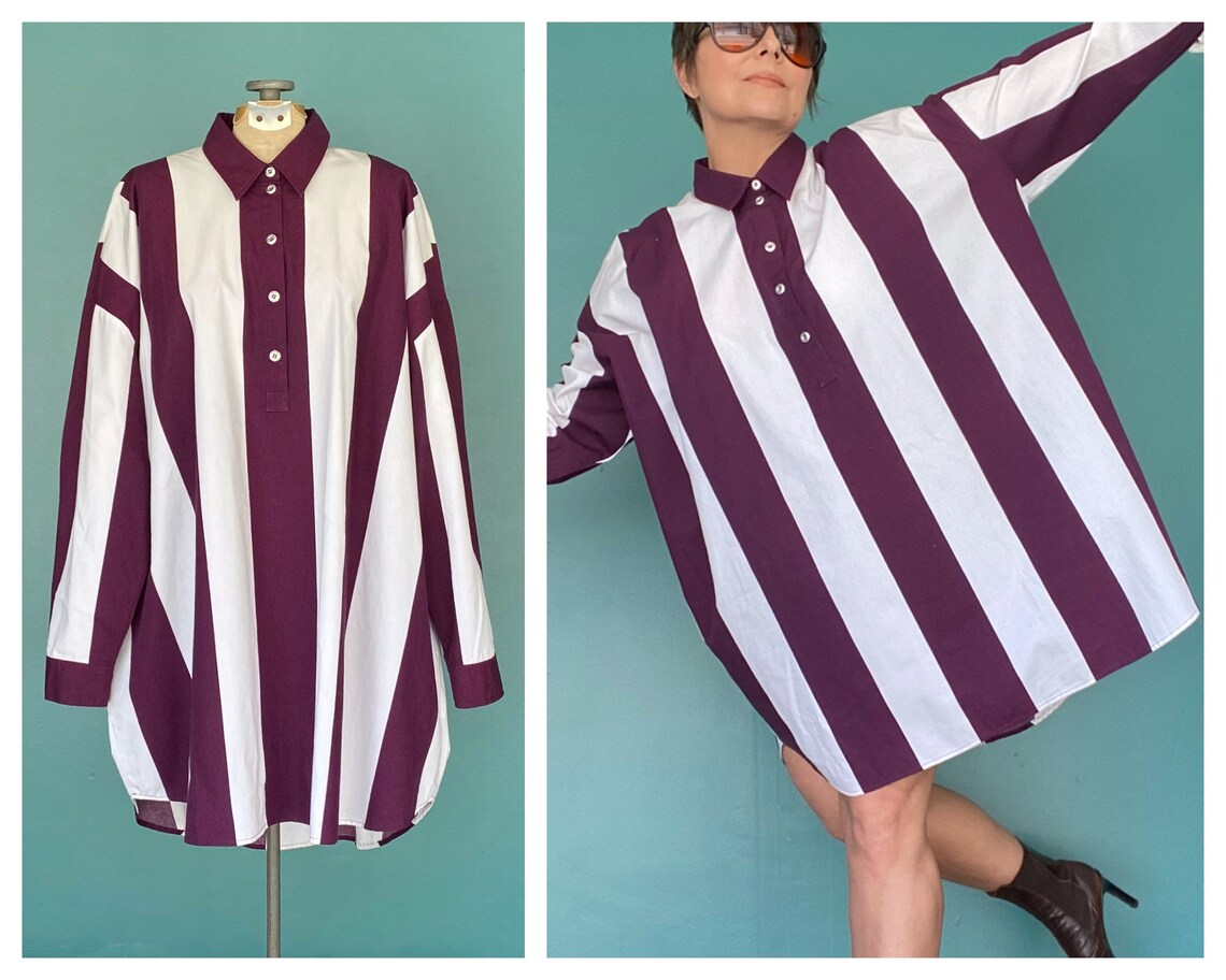 Marimekko Cotton Striped Shirt Dress Vintage Shirt Dress | Etsy