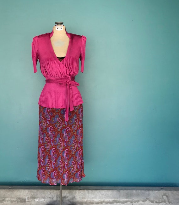 Vintage Y2K DVF Pink Satin Wrap Top TaraLynEvansS… - image 2